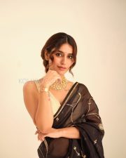 Ethereal Actress Priya Prakash Varrier in a Black Gold Leaf Embroidered Saree Photos 03 Ethereal Actress Priya Prakash Varrier in a Black Gold Leaf Embroidered Saree Photos 03