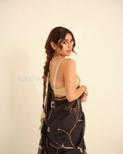 Ethereal Actress Priya Prakash Varrier in a Black Gold Leaf Embroidered Saree Photos 05 Ethereal Actress Priya Prakash Varrier in a Black Gold Leaf Embroidered Saree Photos 05