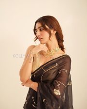Ethereal Actress Priya Prakash Varrier in a Black Gold Leaf Embroidered Saree Photos 06 Ethereal Actress Priya Prakash Varrier in a Black Gold Leaf Embroidered Saree Photos 06