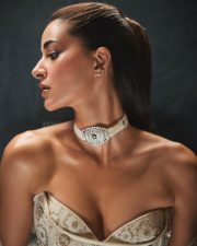 Fabulous Lives of Bollywood Wives Actress Ananya Panday in a Designer Lace Concept Saree with a Strapless Corset Blouse Photos 02