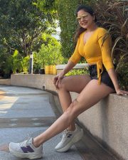 Fashionable Actress Sakshi Agarwal in a Yellow Wrap Crop Top Photos 03 Fashionable Actress Sakshi Agarwal in a Yellow Wrap Crop Top Photos 03