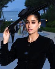 Fashionista Janhvi Kapoor in a Black Velvet Jacket with a Sculpted Skirt Photos 02