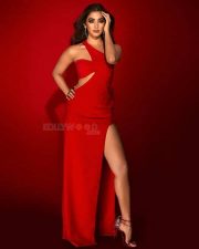 Fiery HOT Pooja Hegde in Red Slit Dress Pictures 03