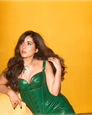 Fiery Raashii Khanna Cleavage in a Green Snake Print Corset Top And Pencil Skirt Set Photos 03