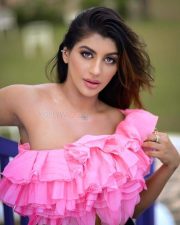 Flashy Glam Yashika Aannand in a Pink Floral Strapless Top and Black Mini Skirt Pictures 01