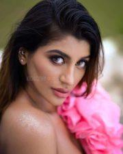 Flashy Glam Yashika Aannand in a Pink Floral Strapless Top and Black Mini Skirt Pictures 02