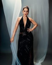 Glam Doll Raashi Khanna in a Black Sequin Cocktail Gown Photos 04