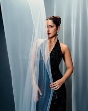 Glam Doll Raashi Khanna in a Black Sequin Cocktail Gown Photos 05