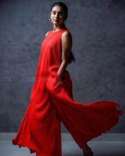 Glam Priya Prakash Varrier in a Maroon Sleeveless Dress Pictures 02