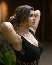 Glam Yashika Aannand in a Black Lace Dress Pictures 02