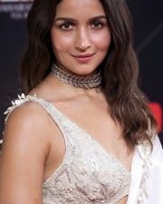 Glamorous Actress Alia Bhatt in a White Embellished Saree Photos 01