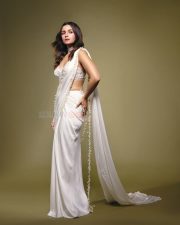 Glamorous Actress Alia Bhatt in a White Embellished Saree Photos 04