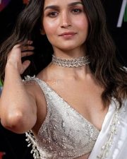 Glamorous Actress Alia Bhatt in a White Embellished Saree Photos 05