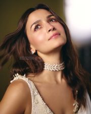 Glamorous Actress Alia Bhatt in a White Embellished Saree Photos 07