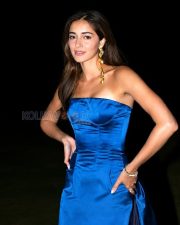 Glamorous Actress Ananya Panday in a Blue Strapless Satin Gown Photos 03