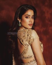 Glamorous Actress Janhvi Kapoor in a Gold Embroidered Saree Photos 04
