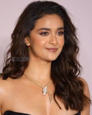 Glamorous Actress Keerthy Suresh in a Black Off Shoulder Top with Gold Snake Necklace Photos 04