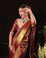 Glamorous Actress Payal Rajput in a Maroon Silk Saree Photos 01 Glamorous Actress Payal Rajput in a Maroon Silk Saree Photos 01