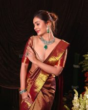 Glamorous Actress Payal Rajput in a Maroon Silk Saree Photos 02 Glamorous Actress Payal Rajput in a Maroon Silk Saree Photos 02