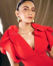 Glamorous Actress Rakul Preet Singh in a Red Ruffled Mini Dress Photos 06