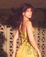 Glamorous Diva Disha Patani in a Strapless Yellow Mini Dress Photos 05