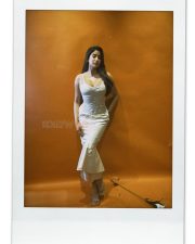 Glamorous Janhvi Kapoor in a White Fish Cut Skin Tight Embroidered Dress Pictures 01