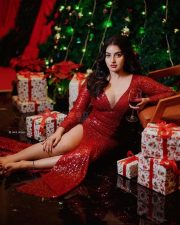Glamorous Malavika Menon in a Christmas Red Dress Photos 06