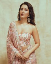 Glamorous Raashi Khanna in a Light Pink Floral Saree with a Bandeau Tube Strapless Blouse Photos 03 Glamorous Raashi Khanna in a Light Pink Floral Saree with a Bandeau Tube Strapless Blouse Photos 03