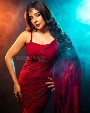 Glamorous Sakshi Agarwal in Red Saree Photoshoot Pictures 01