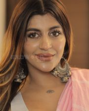 Glowing Actress Yashika Aannand in a Pink Striped Saree Photos 03