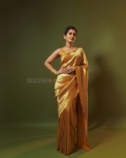 Golden Beauty Raashi Khanna in a Yellow Silk Saree with Sleeveless Blouse Pictures 04 Golden Beauty Raashi Khanna in a Yellow Silk Saree with Sleeveless Blouse Pictures 04