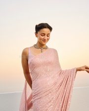 Gorgeous Alia Bhatt in a Pink Pastel Saree with a Deep Cut Satin Blouse Pictures 02