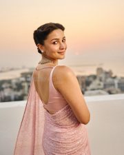 Gorgeous Alia Bhatt in a Pink Pastel Saree with a Deep Cut Satin Blouse Pictures 04