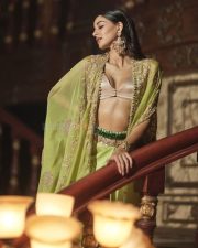 Gorgeous Ananya Panday in a Green Three Piece Ethnic Lehenga with a Metallic Gold Bralette and Green Pleated Skirt Photos 01 Gorgeous Ananya Panday in a Green Three Piece Ethnic Lehenga with a Metallic Gold Bralette and Green Pleated Skirt Photos 01