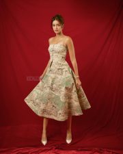 Gorgeous Ananya Panday in a Two Piece Floral Midi Skirt with a Bustier Strap Top Photos 04