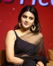 Gorgeous Beauty Nidhhi Agerwal in Transparent Black Saree Photos 16