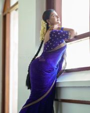 Gorgeous Honey Rose in a Blue Saree Photos 02