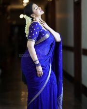 Gorgeous Honey Rose in a Blue Saree Photos 03