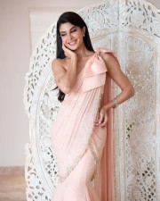 Gorgeous Jacqueliene Fernandez in a Blush Pink Saree Photoshoot Pictures 01