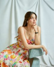 Gorgeous Janhvi Kapoor in a Floral Calf Length Flared Dress with Spaghetti Straps Photos 06
