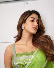 Gorgeous Janhvi Kapoor in a Neon Green Saree and Sequin Bralette Blouse Pictures 02 Gorgeous Janhvi Kapoor in a Neon Green Saree and Sequin Bralette Blouse Pictures 02