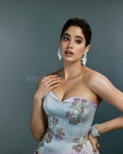 Gorgeous Janhvi Kapoor in a Strapless Thigh Slit Floral Printed Dress Pictures 02