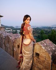 Gorgeous Janhvi Kapoor in a Traditional Saree with an Embroidered Ornate Red Blouse Photos 03