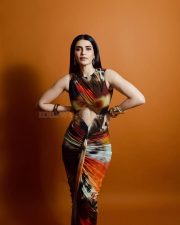 Gorgeous Karishma Tanna in a Stylish Sleeveless Floor Length Bodycon with a Front Cut Out Dress Photos 01