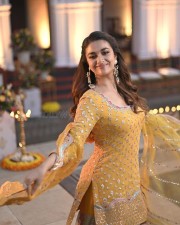 Gorgeous Keerthy Suresh in a Yellow Sharara with U Neckline Pictures 01