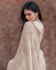 Gorgeous Malavika Mohanan in White Saree Photoshoot Stills 01