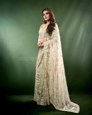 Gorgeous Nidhhi Agerwal in a White Floral Saree Pictures 02