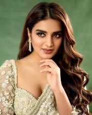 Gorgeous Nidhhi Agerwal in a White Floral Saree Pictures 04