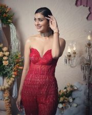 Gorgeous Payal Rajput in a Red Shimmery Strapless Jumpsuit at Teach for Change 2025 Rampwalk Pictures 02