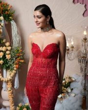 Gorgeous Payal Rajput in a Red Shimmery Strapless Jumpsuit at Teach for Change 2025 Rampwalk Pictures 04